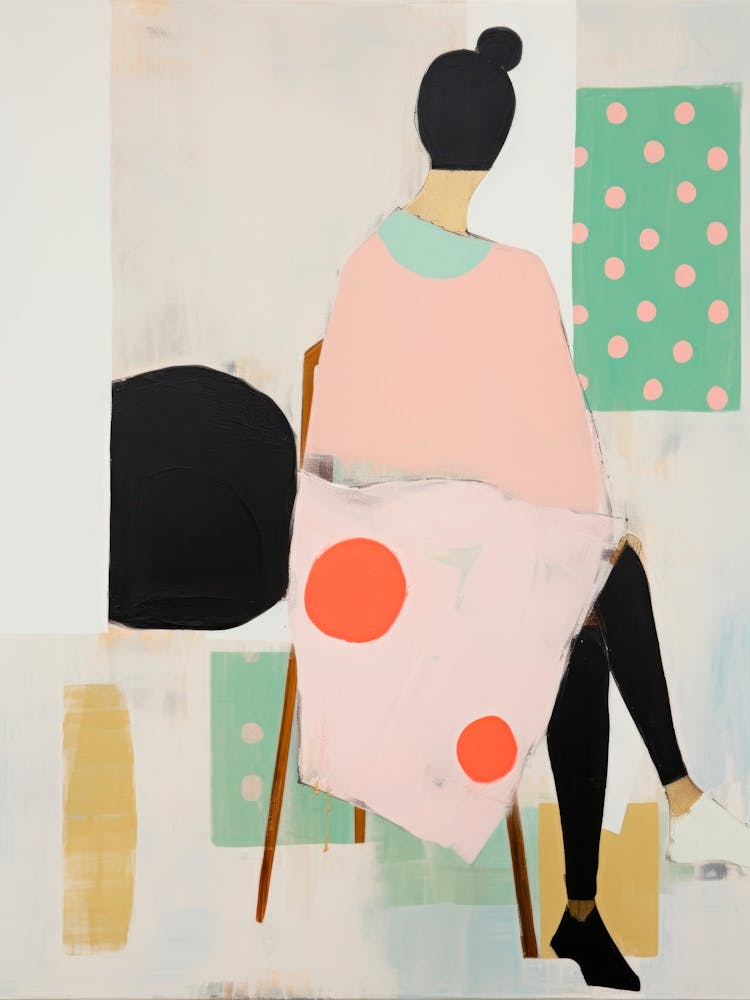 Woman Sitting in Chair. Abstract Painting