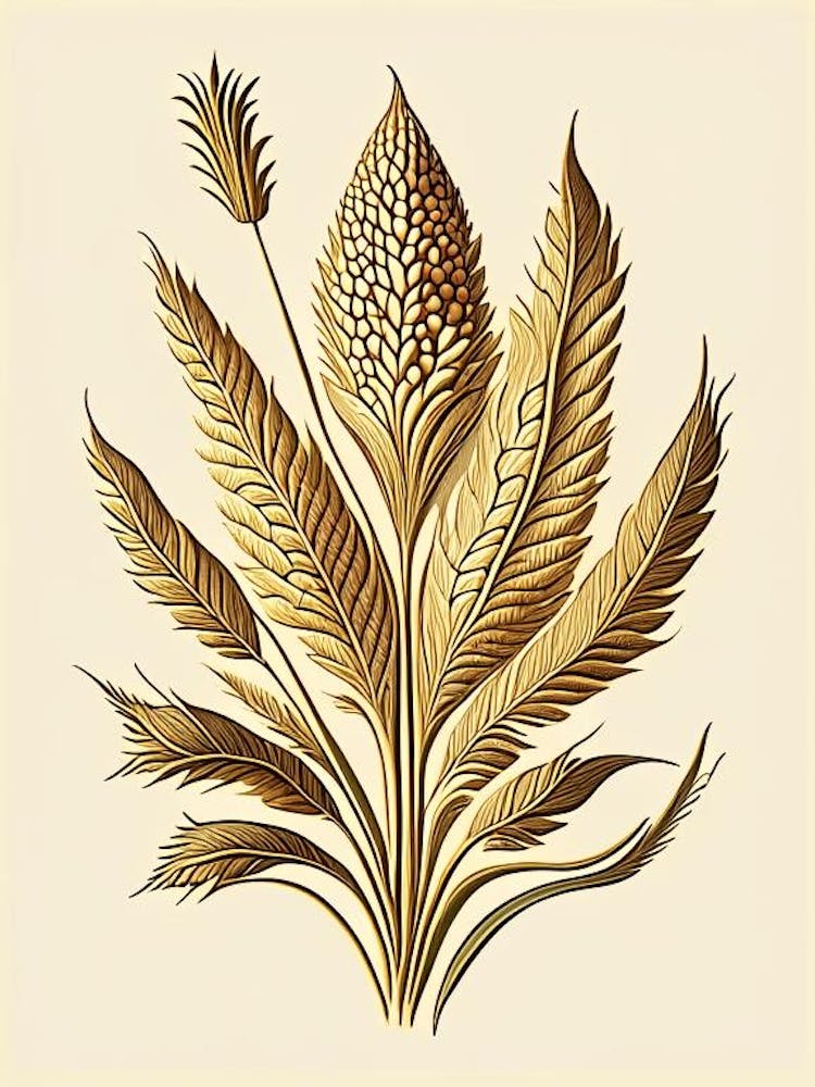 Wheat Leaf Vintage Botanical