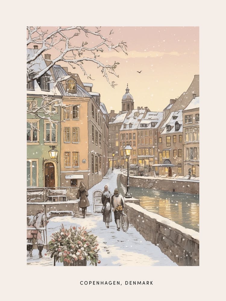 Vintage Winter Poster Copenhagen Denmark 4