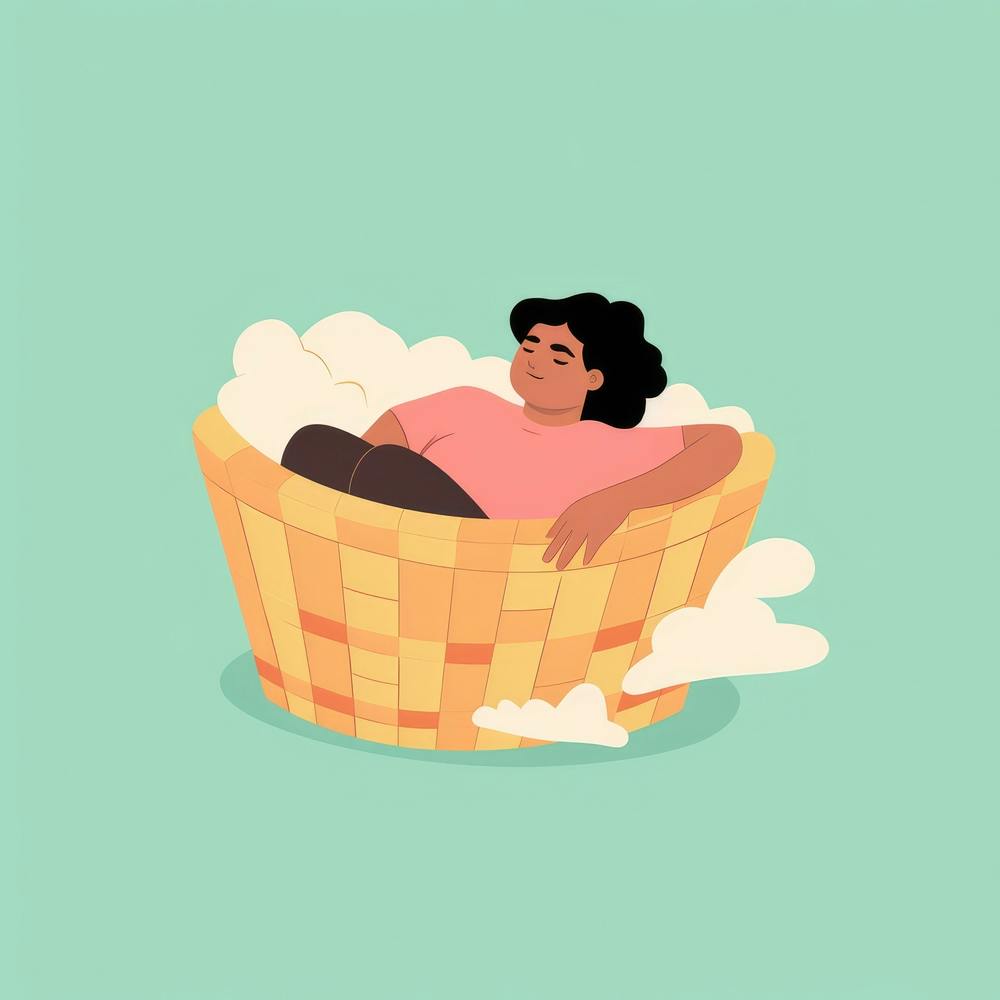 Woman Sleeping In A Basket 1