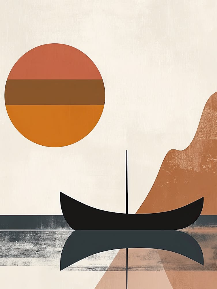 Boat At Sunset, Scandinavian Simplicity