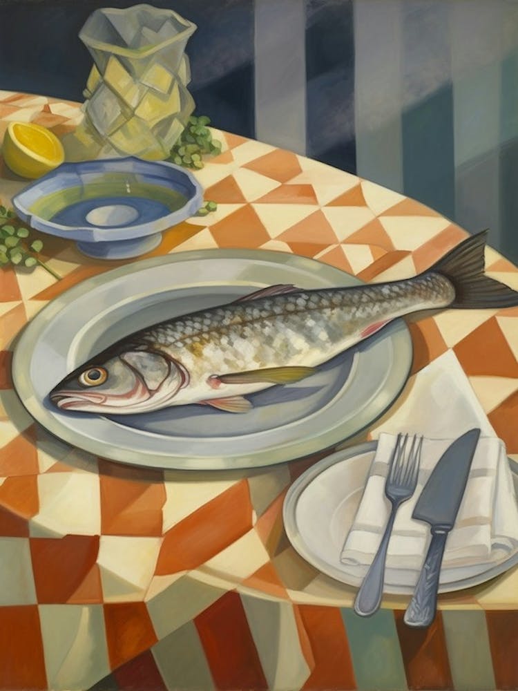 Sea Bass Still Life Painting