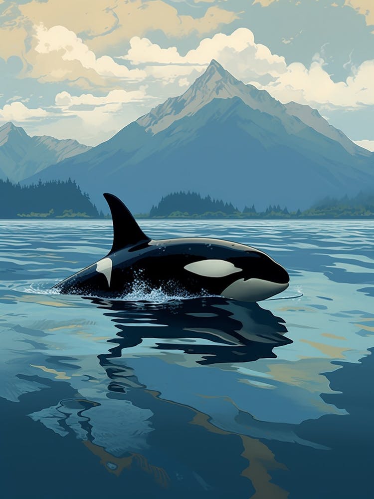 Blue Graphic Design Style Orca Whale 1