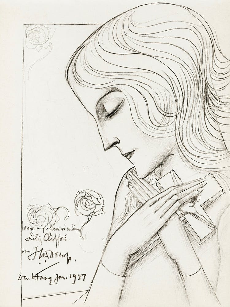 Young Girl Holding A Cross In Meditation (1927), Jan Toorop