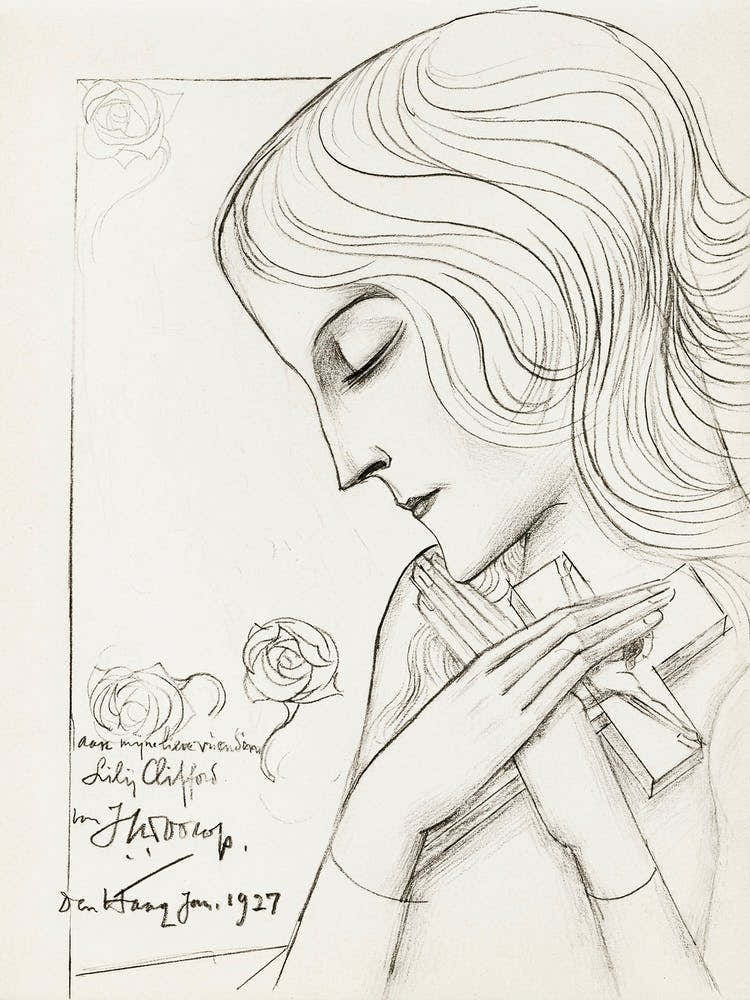 Young Girl Holding A Cross In Meditation (1927), Jan Toorop