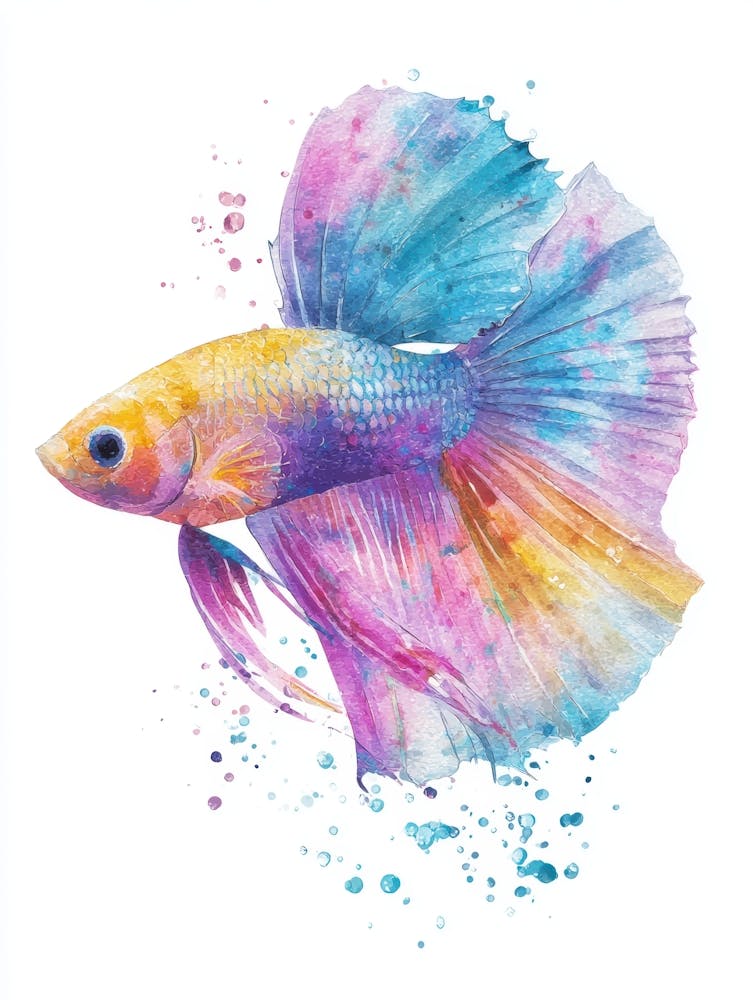 Watercolor Siamese Fish