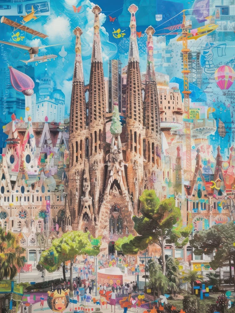 Barcelona   Retro Collage Style 2