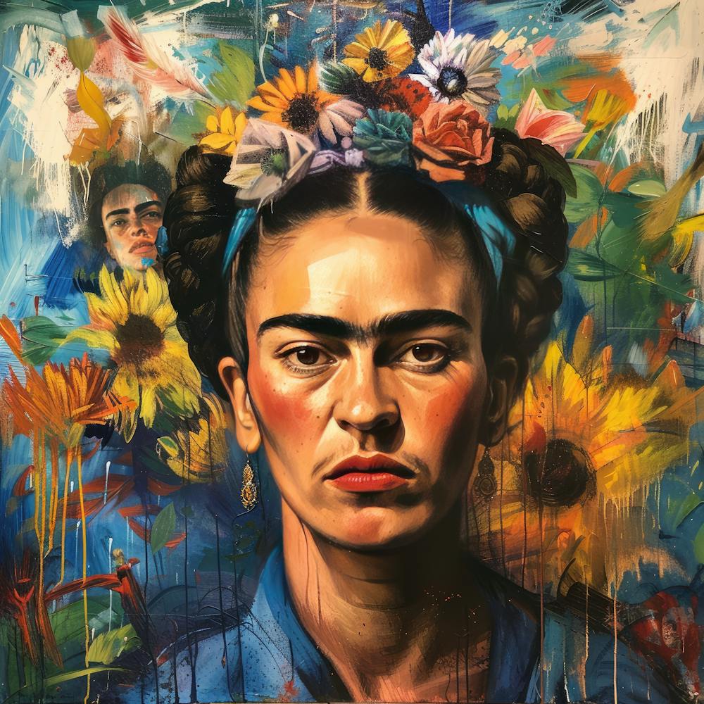 Battling Mental Health. Frida Kahlo Style Self Portrait.