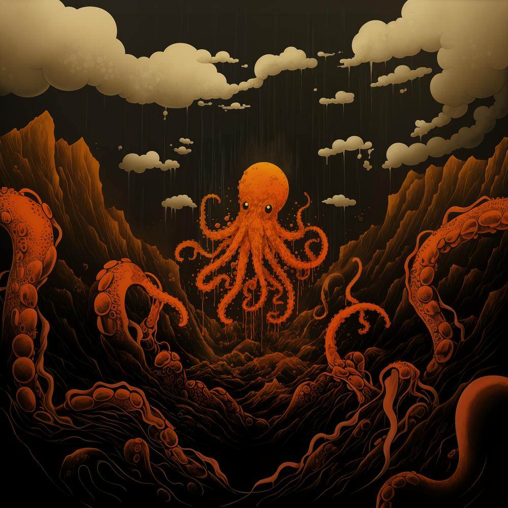 Octopus On Ink Sea