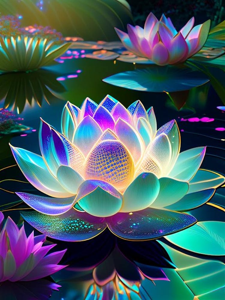Lotusblume im Garten Holografisch 6