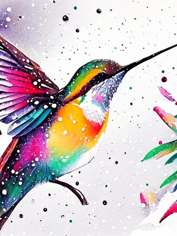 Hummingbird In Snowfall Marker Art 1