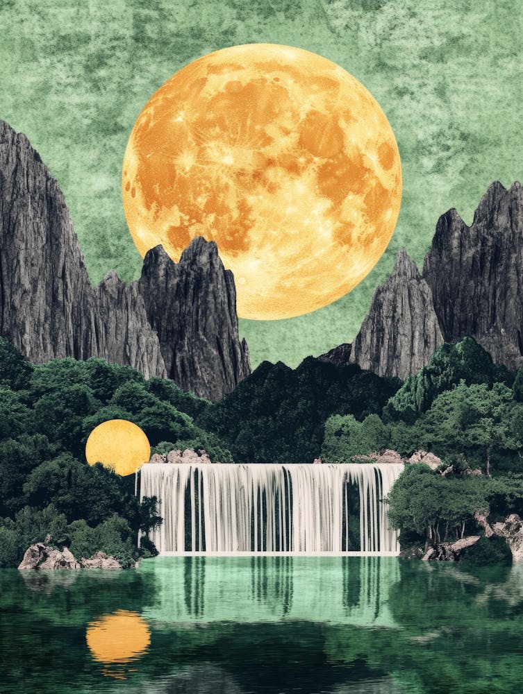 Full Moon Over Waterfall 3