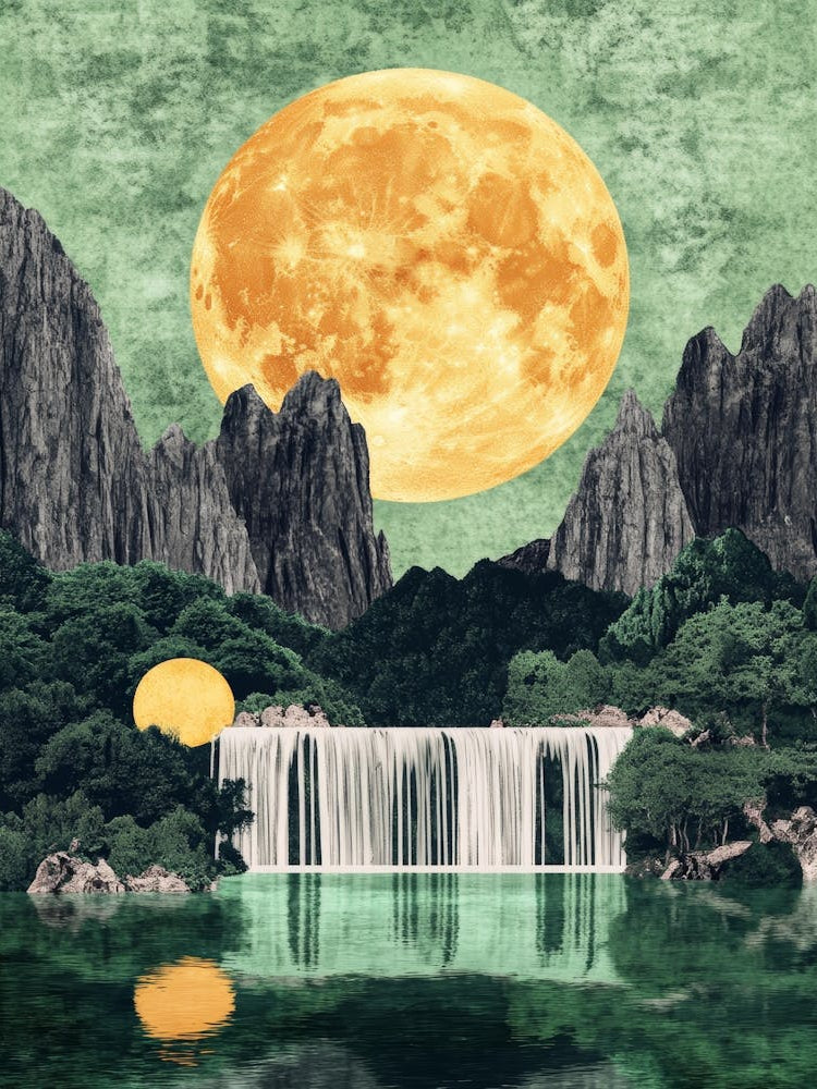 Full Moon Over Waterfall 3