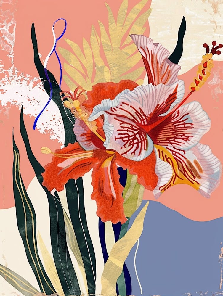 Colourful Flower Illustration Gladiolus 4