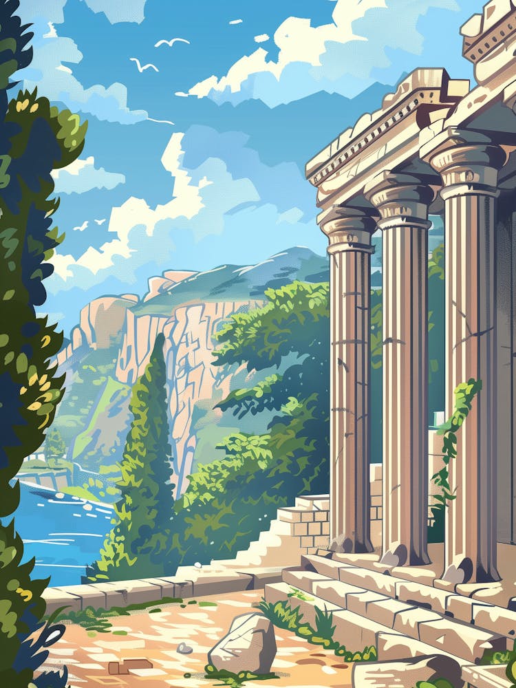 Greek Temple With Pillars