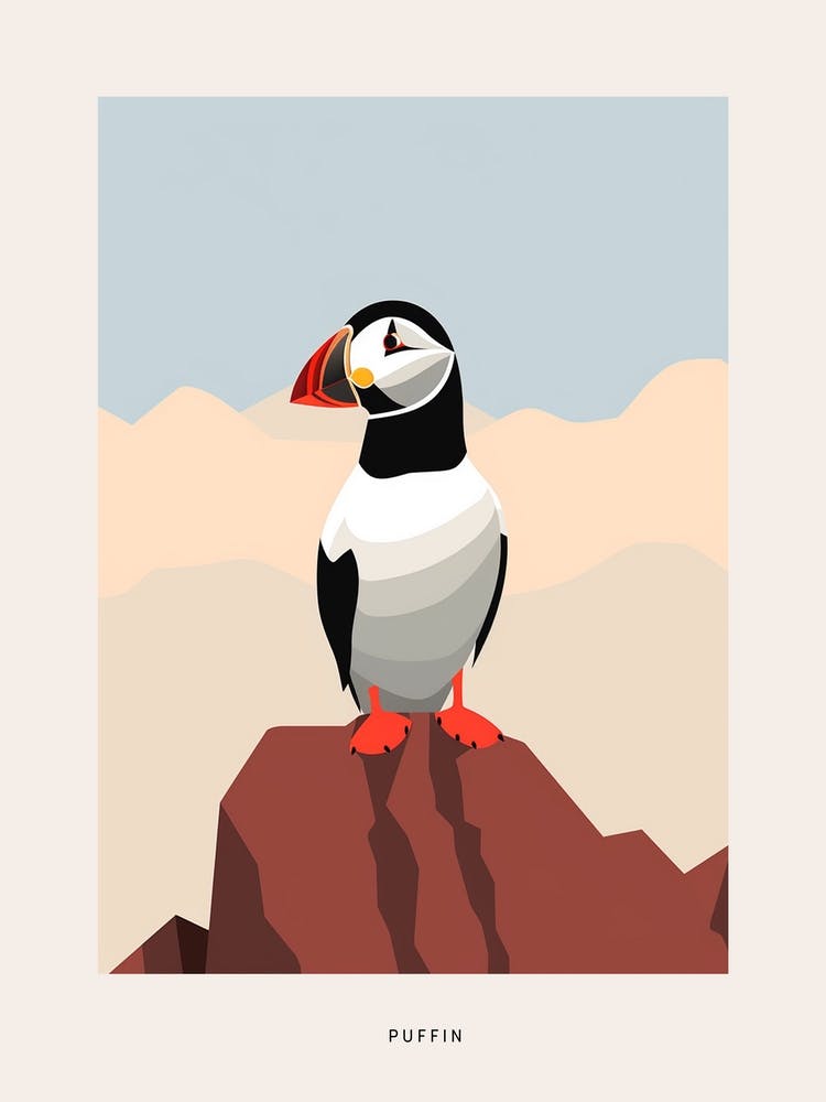 Minimalist Puffin 1 Bird Poster