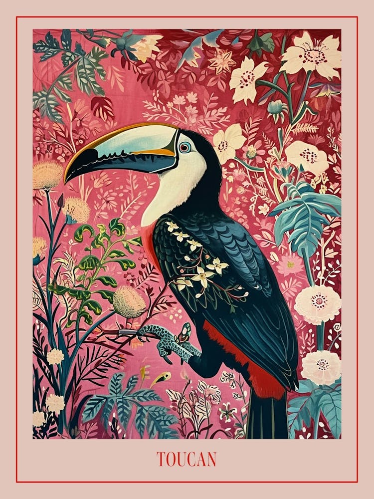 Floral Animal Painting Toucan 3 Poster