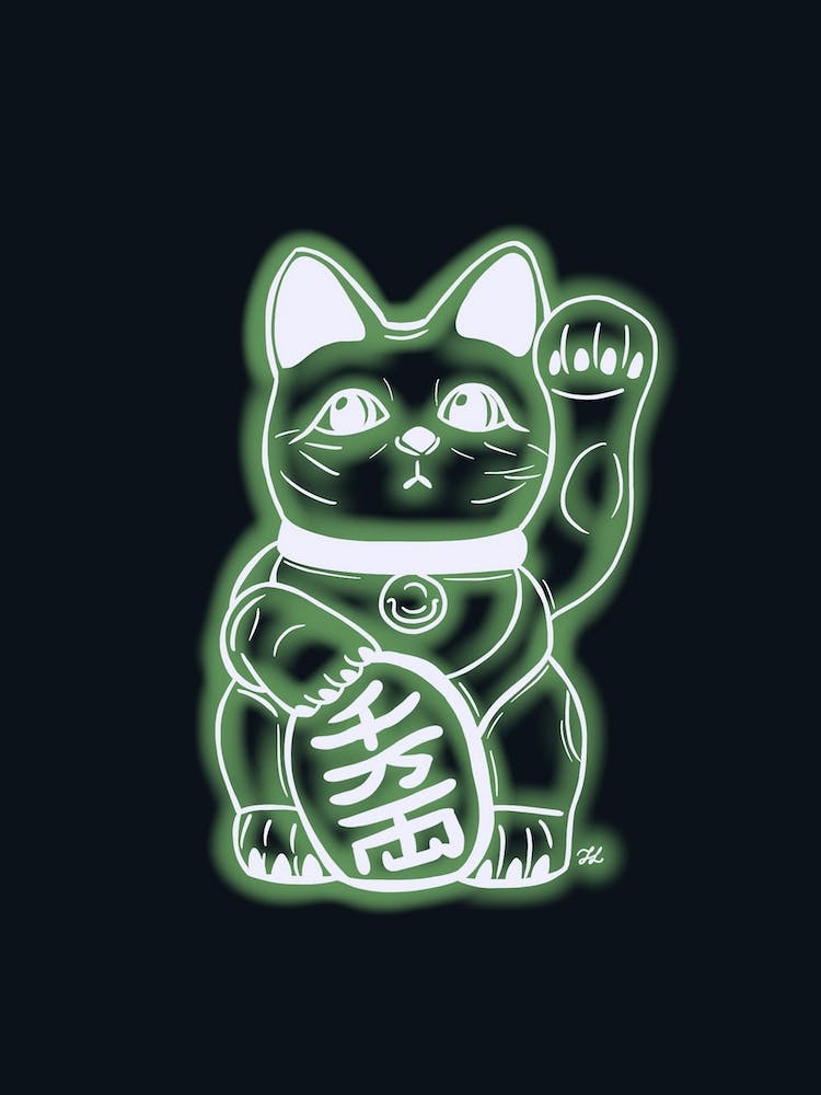 Jade Green Neon Cat