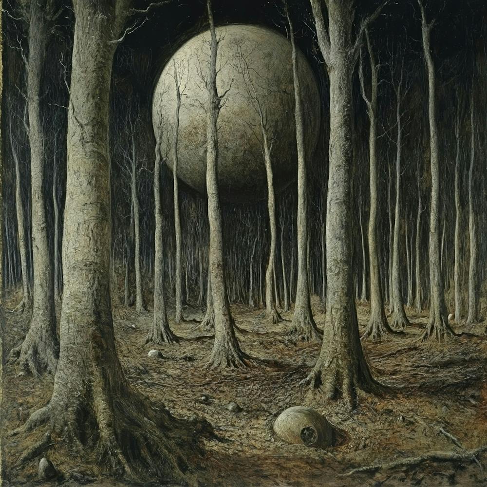 Full Moon In The Woods Art