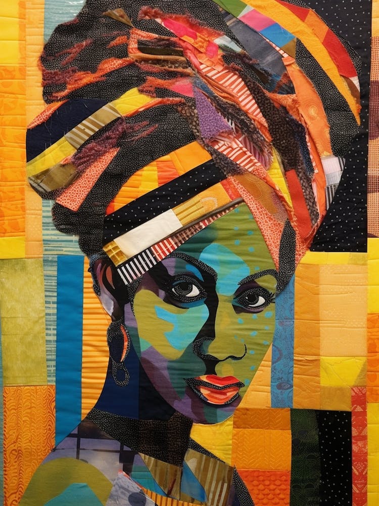 Afro Patchwork Portrait 1