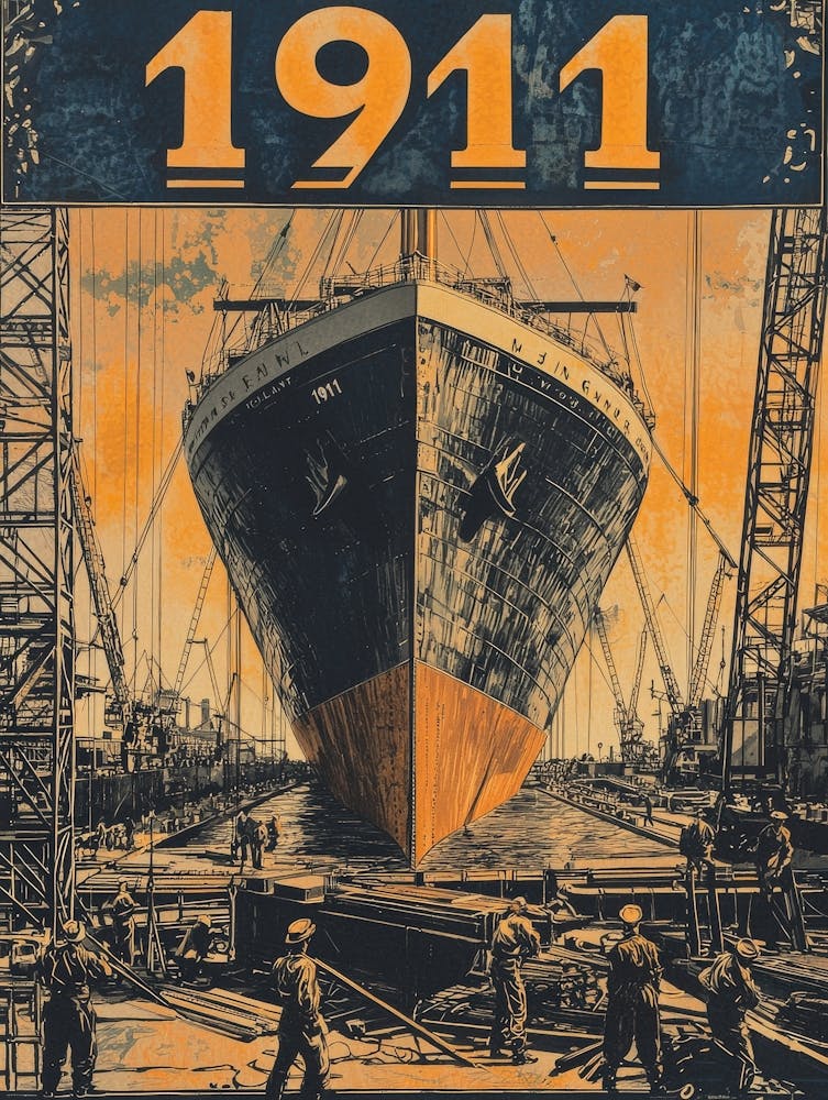Aihrgdesign A Vintage Engineering Poster Showing The Titanic 7