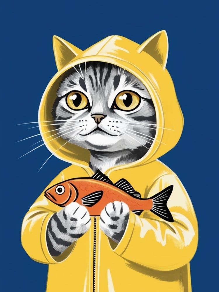 Cat In Yellow Raincoat 2