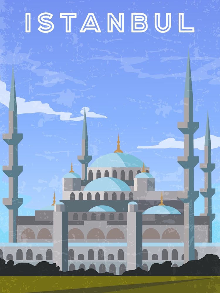 Istanbul, Turkey — Retro travel minimalist poster