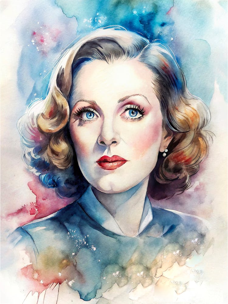Bette Davis In Watercolor 1