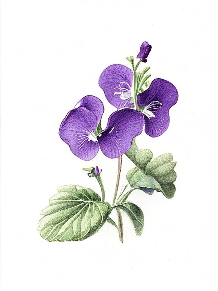 Violets Floral Quentin Blake Inspired Illustration 2 Flower