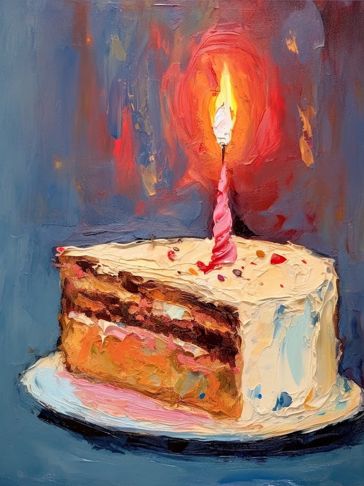 A Slice Of Birthday Cake Oil Painting 5