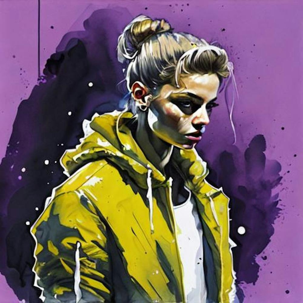 Watercolour Girl In Yellow Jacket