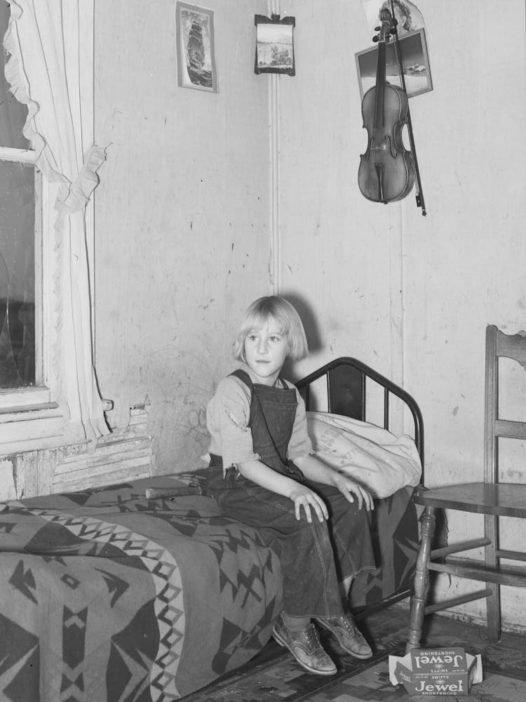 Child Of James Strunk In Corner Of Living Room, Near Wheelock, North Dakota By Russell Lee