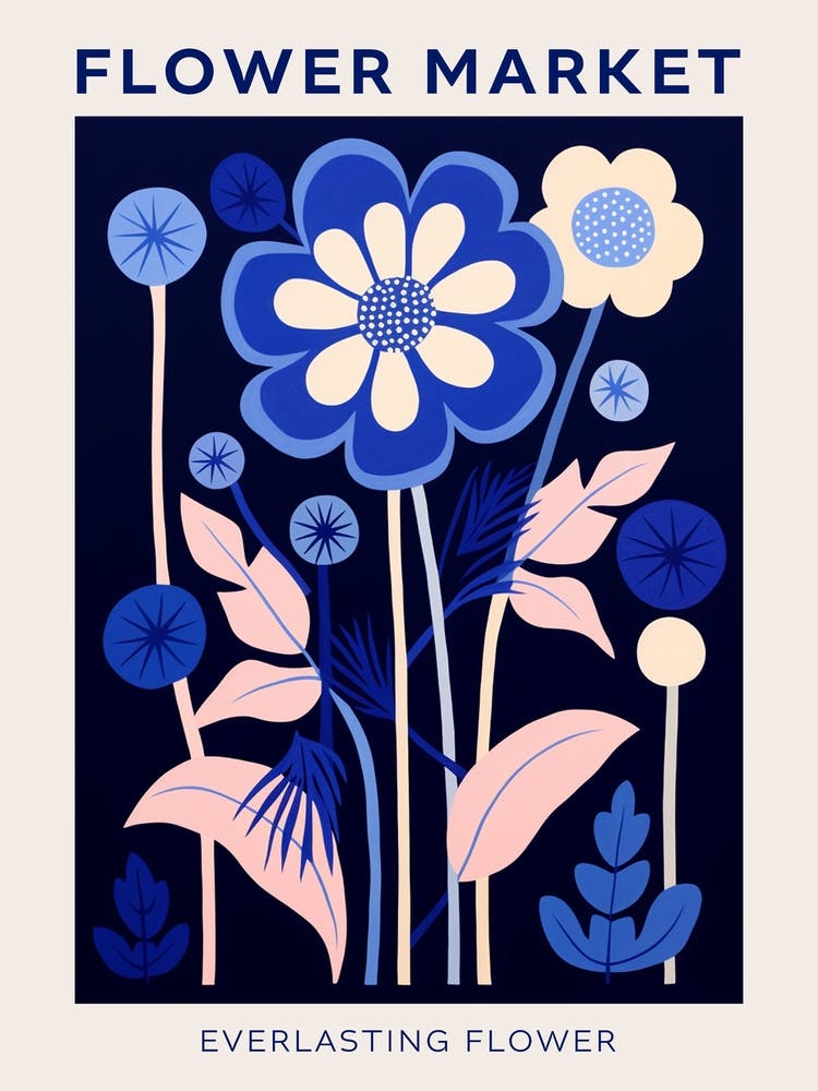 Blue Flower Market Poster Everlasting Flower Market Poster 2