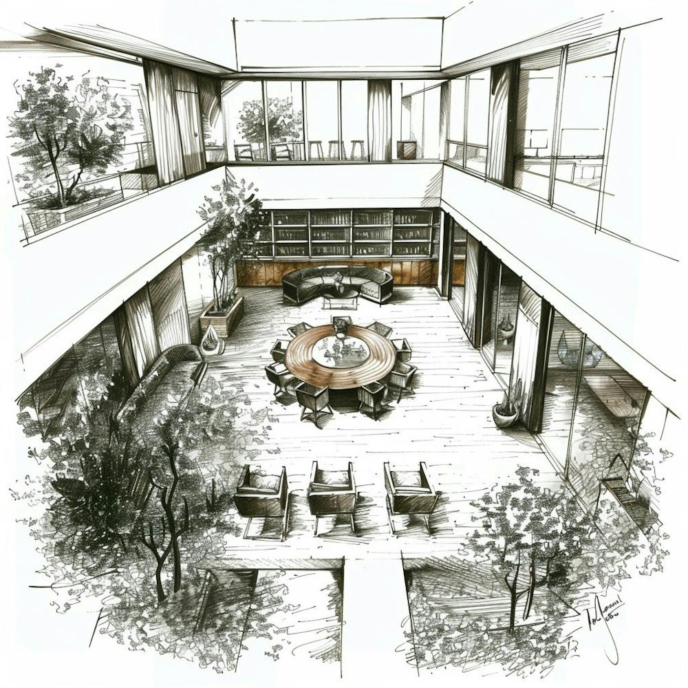 Drawing Of A Dining Room