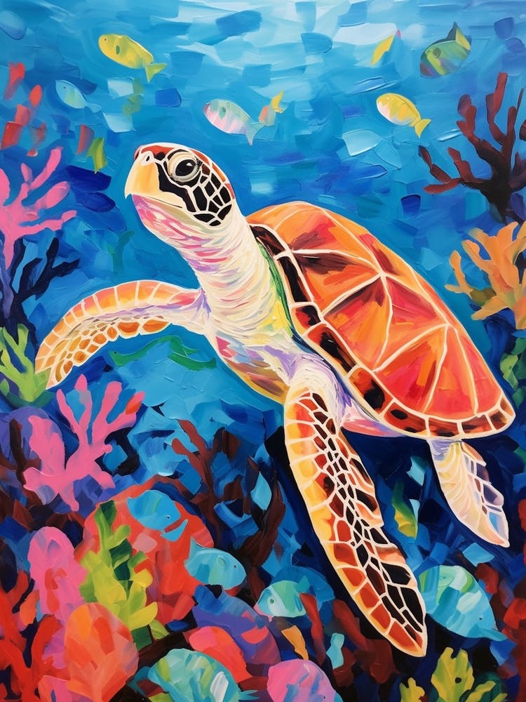 Colourful Sea Turtles In Ocean 4