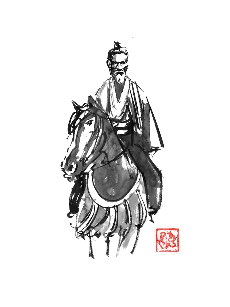 Old Samurai On Horse