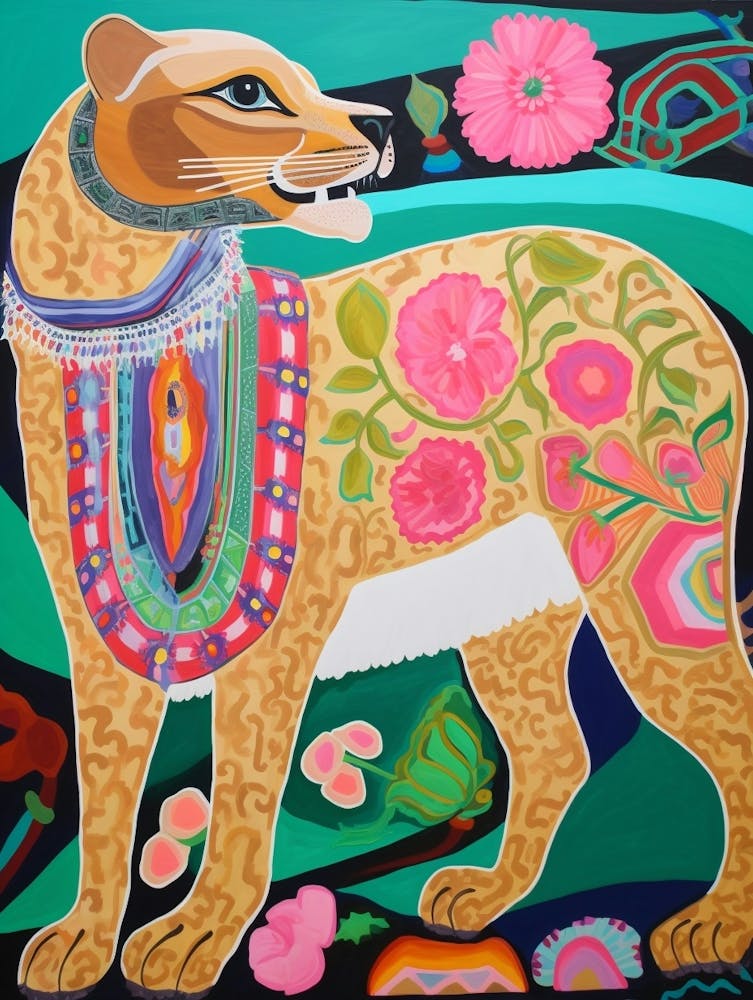 Maximalist Animal Painting Cougar 3