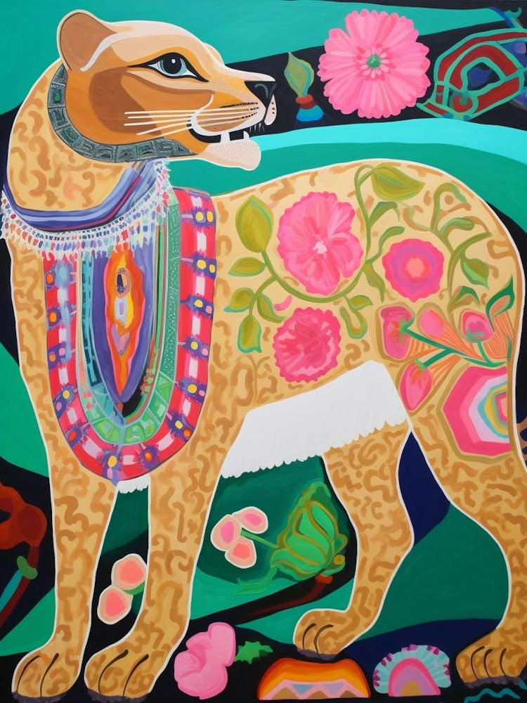Maximalist Animal Painting Cougar 3