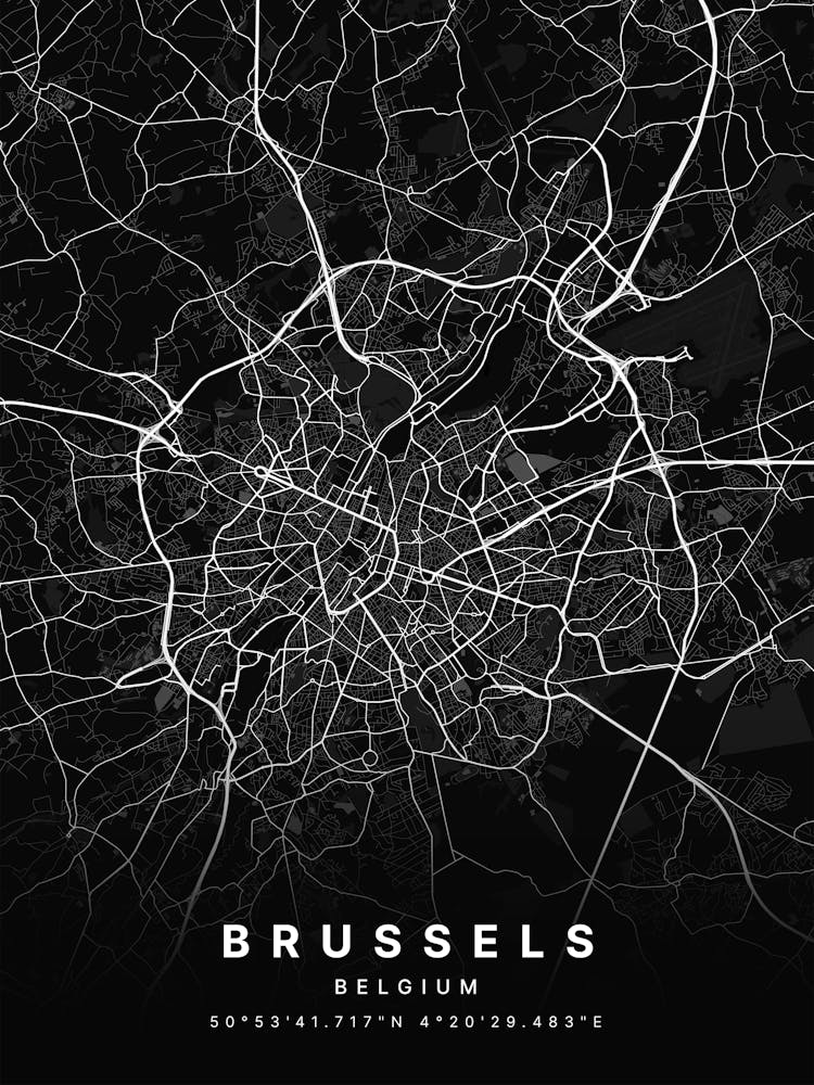Brussels Belgium Black Map