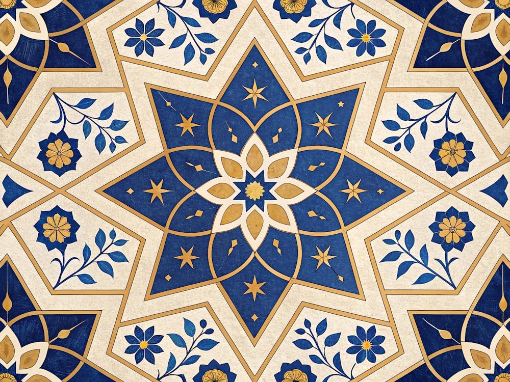Blue And Gold Arabic Pattern