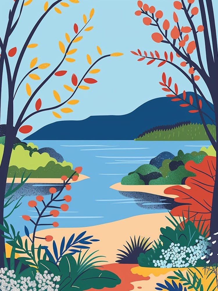 Lake Towada Japan 4 Colourful Illustration