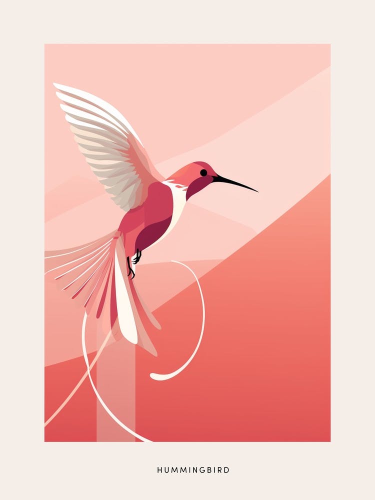 Minimalist Hummingbird 2 Bird Poster