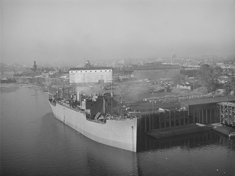 Oceangoing Boat Being Loaded With Lumber At Portland, Oregon By Russell Lee