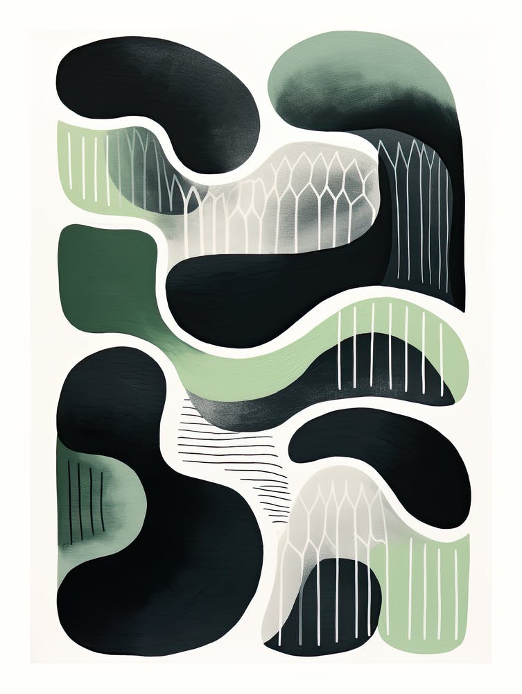 Minimalism Abstract Print, green and black
