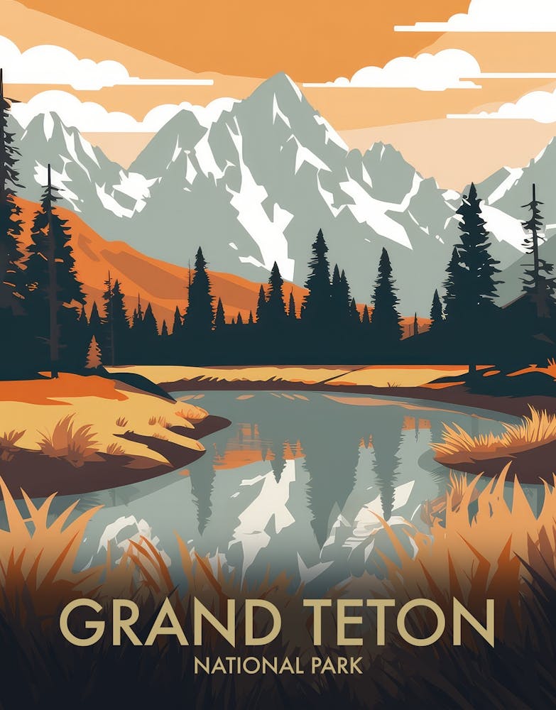 Teton National Park Vintage Travel Poster 2