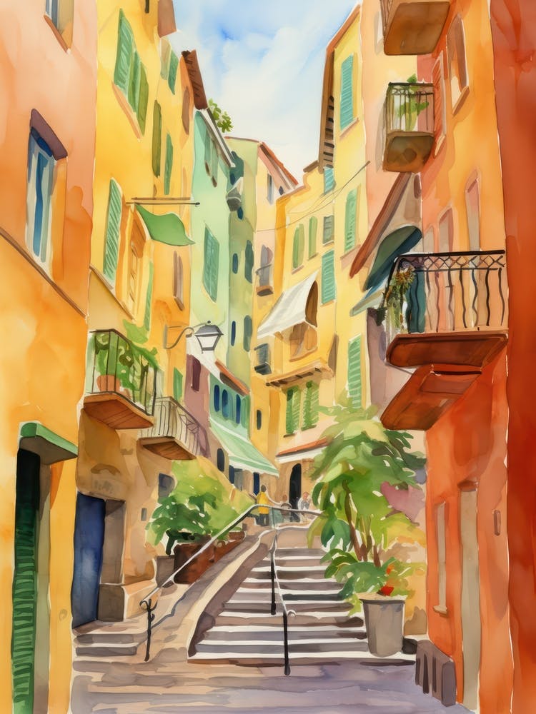 Gênes, Italie Rues à l'aquarelle 3