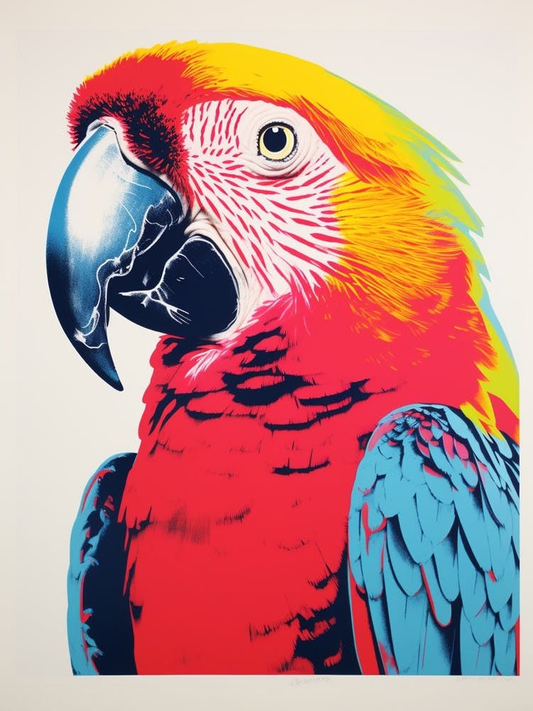 Andy Warhol Style Bird Macaw 3