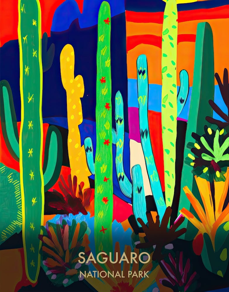 Saguaro National Park Travel Poster Matisse Style 4