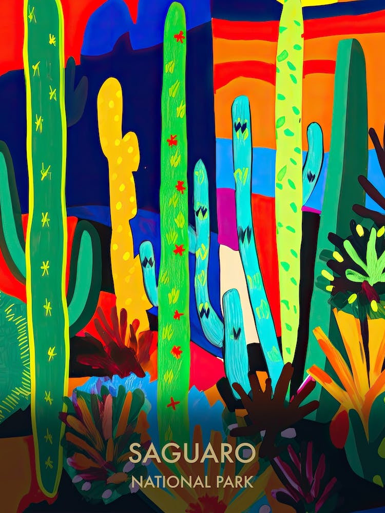 Saguaro National Park Travel Poster Matisse Style 4