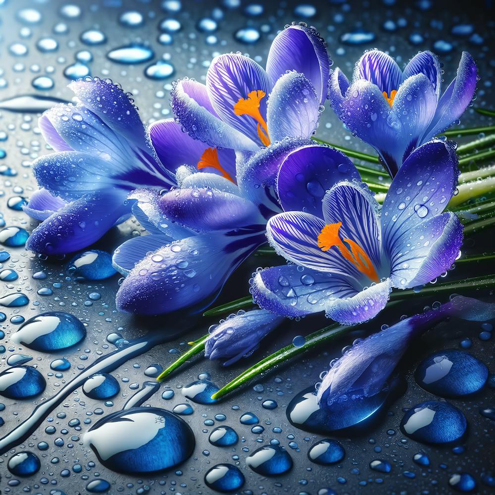 Crocus Flowers In The Rain